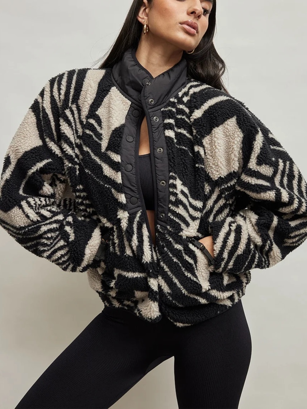 Free People Rocky Ridge Fleece Jacket In Geo Line